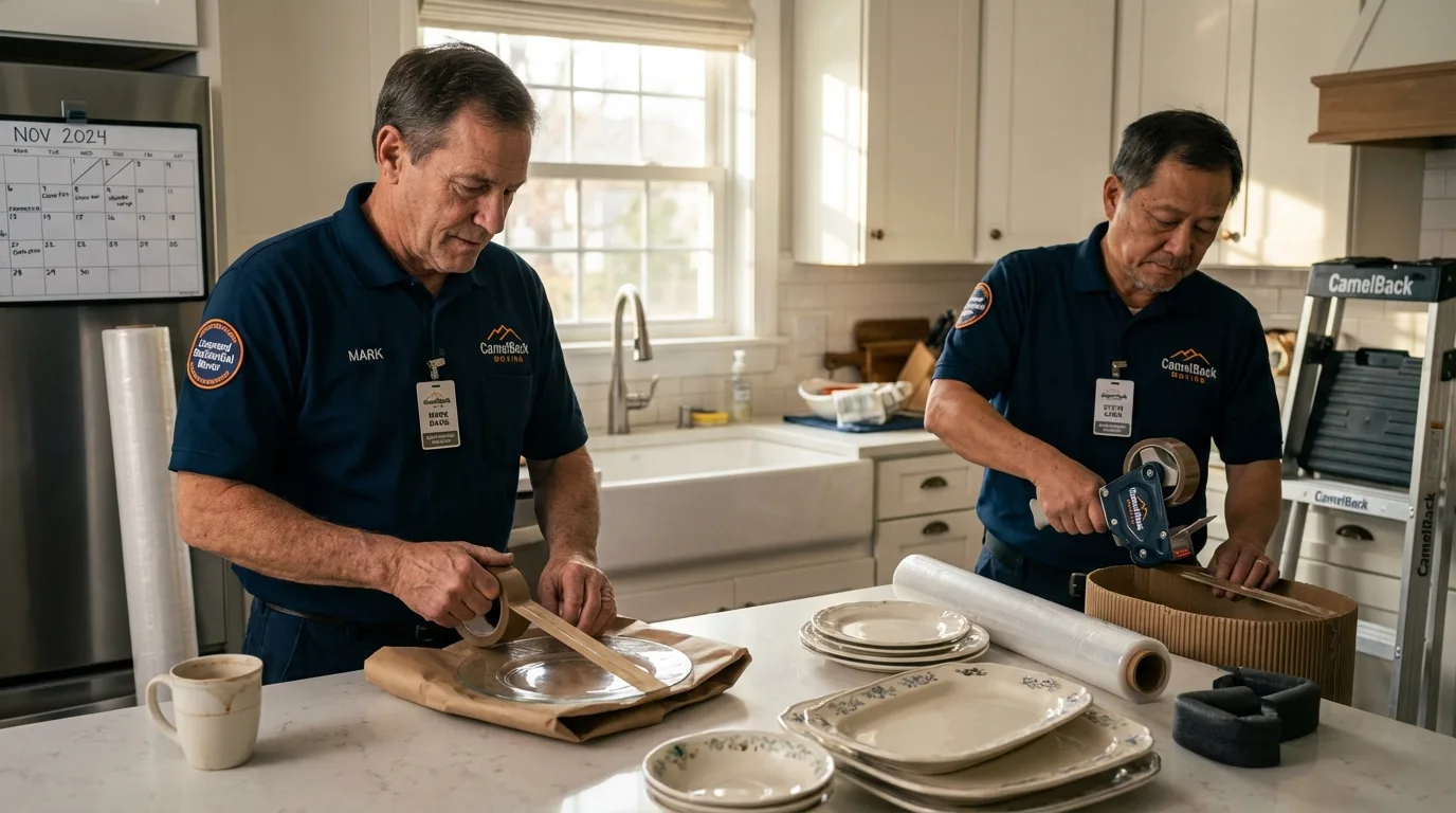 Professional crew packing kitchen dishware in Palmdale, CA